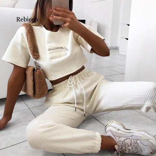 Ropa Mujer Clothes Plus Size Two Piece Set Lounge Fashion White Vintage Crop Top Women Moda Conjunto Feminina Spring Outfits