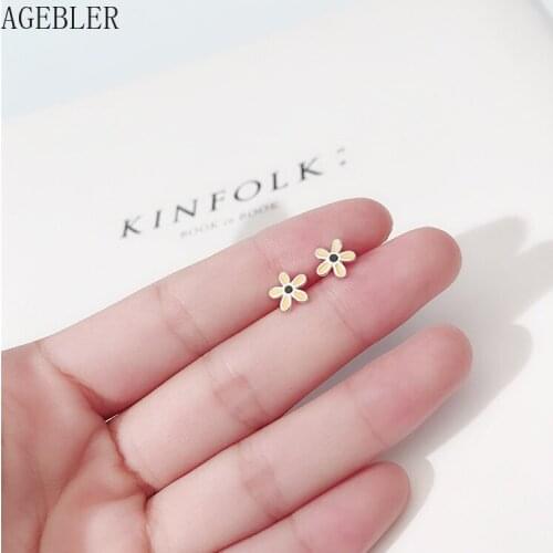 Mini Yellow Flower Stud Earrings Womens 925 Sterling Silver Simple Original Design Jewelry Fashion Cute Girl Gift Brinco