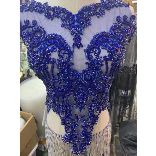 Gold Fully Handmade Beaded Fringe necklace handmade lace tassle trim for wedding bridal gown dress/party SGTM84