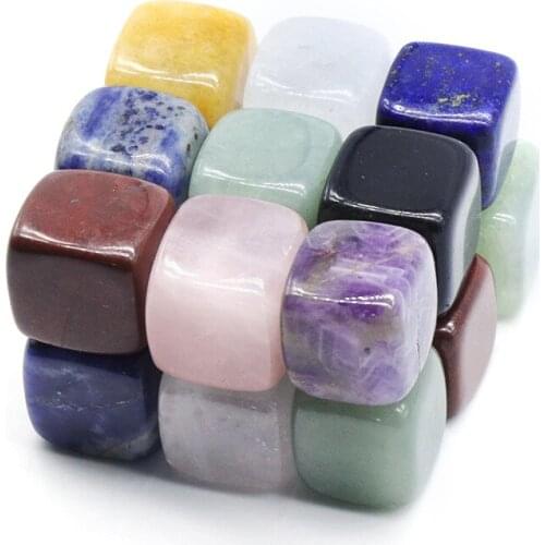 18pcs/lot 15-18mm Square Natural Stone Beads Chakra Energy Crystal Lapis lazuli Cube Jewelry Yoga Meditation Healing Pendulum