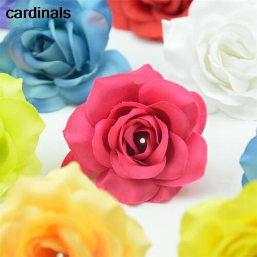 20pcs 6.5cm Large Silk Gradient Rose Artificial Flower Head For Wedding Decoration DIY Garland Decorative Floristry Fake Flowers
