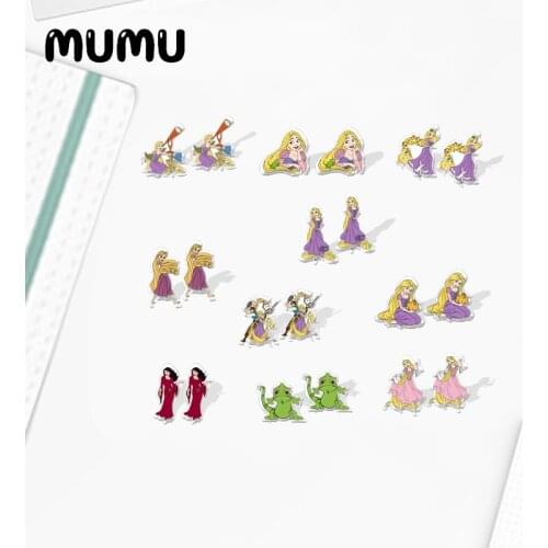 2021 New Princess Rapunzel Stud Earring Cartoon Epoxy Jewelry Resin Acrylic Earrings Handmade Gifts Girl