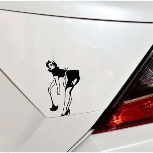 8*13.4CM Funny Waitress Cleaning Girl Zero Defect Vinyl Decal Car Sticker Silhoutte Fashion Design Black/Silver C20-0633