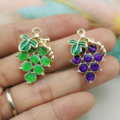 ApeUr 10pcs Transparent Drop Oil Grape Alloy Pendant Fruit Enamel Charms DIY Earrings Bracelet Floating Women Jewelry Accessory