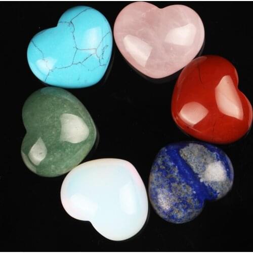 Assorted Tiger eye Quartz Fluorite 30mm Heart Shape Lapis Healing Crystal Chakra Natural Stone Carved Reiki Free shipping