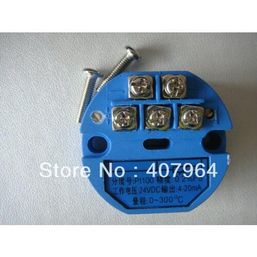 Free Shipping 10PCS /Lot 0-300C Industrial Pt100 Temperature Transmitter with 4-20mA Output