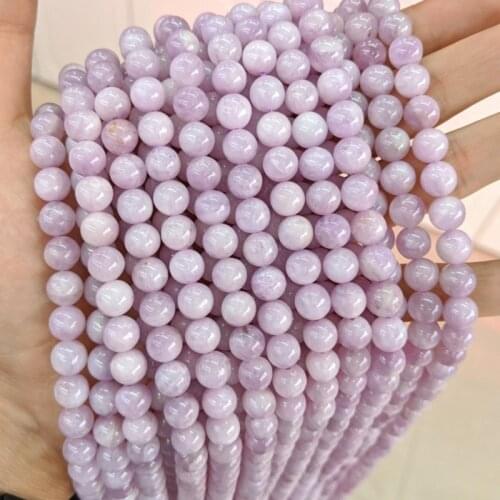 Natural Kunzite Purple Spodumene Stone Beads Round Gem Loose Beads For Jewelry Making DIY Bracelet Accessories 7.5'' 8/10/12mm