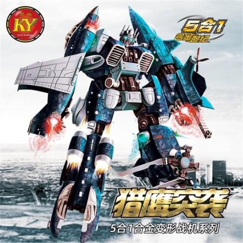 Action Anime Figures Falcon Raid 5 In 1 Alloy Transformation Toys Robot Military Model Educational Childrens Deformed Toy