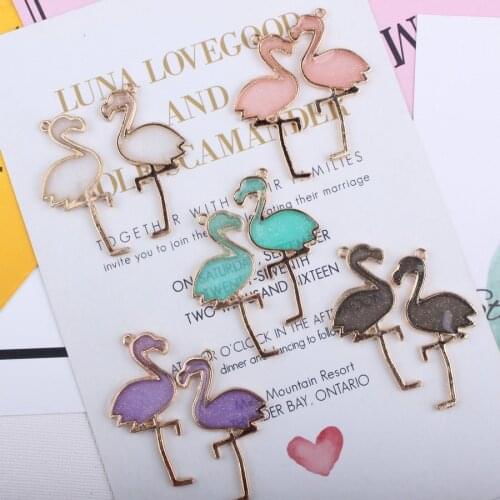 Hot 30pcs Fashion Charms Double-Sided Enamels Flamingo Alloy Pendant Making Hair Bracelet Necklace Jewelry Accessories DIY 2018
