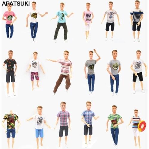 Toys For Children 1/6 Boy Doll Clothes For Ken Doll Outfits Striped T-shirt & Shorts For Barbies Boyfriend Ken Male Boy Doll