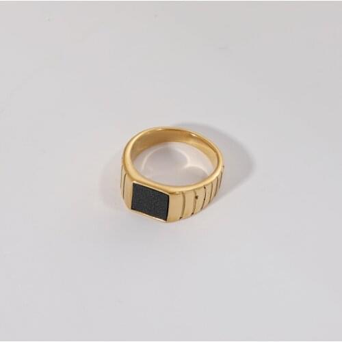 Joolim Gold Plated Square Black Epoxy Stainless Steel Rings 2020 Jewelry