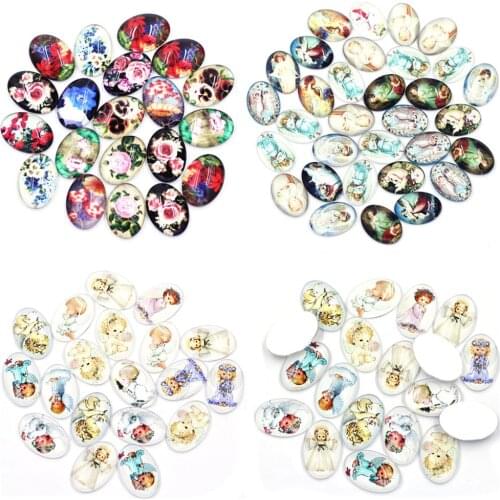 Cabochons Cameo Base Glass Rose Flower Angle Flat Back Photo Oval For Jewelry Making DIY Finding 10x14mm-30x40mm