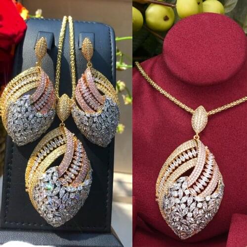 Top Quality Gorgeous Cubic Zirconia Wedding Collection Necklace Earrings Jewellery Set Fashion Luxury Bridal Jewelry Accessories