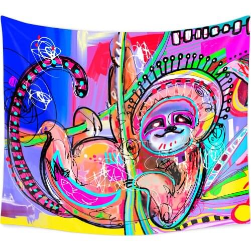 Cute Animal Tropical Sloth On Tree Branch Colorful Abstract Design Custom