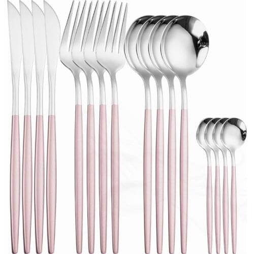 Kitchen Tableware Dinnerware Set 16 Pcs Gold Cutlery Set Stainless Steel Dinner Set Forks Knives Spoons Silverware Dropshipping