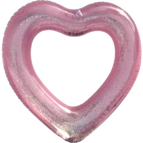 Love Heart Inflatable Pool Rose Gold Glitter Swim Ring Swimming Tool N0PC
