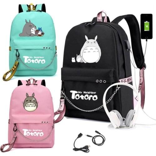 New Totoro Backpack 3D printing travel softback women mochila School space backpack notebook girls USB backpacks
