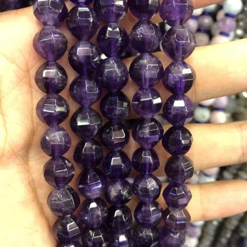 Wholesale 1string Natural Amethys t Beads Faceted 10mm Round Beads For jewelry DIY 15.5"/string