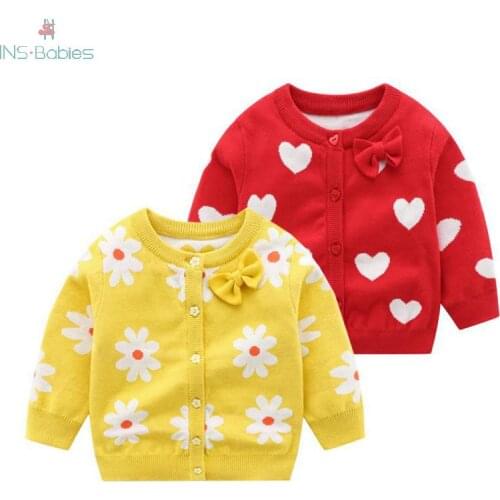 Autumn And Winter Baby Girls Cardigan Newborn Knitted clothes Kids Warm Sweater for girl Toddler Winter flower coat 6m-3y infant