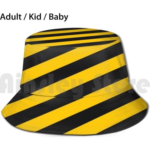 Watford Yellow And Black Angled Stripes Bucket Hat Adult kid baby Beach Sun Hats Watford Wvicarage Road Hertfordshire