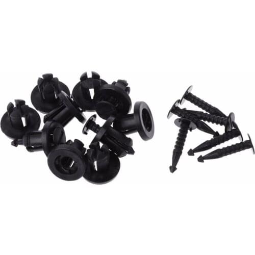 QILEJVS 10 Pcs/set Black Plastic Car Bumper Fastener Trim Clip Rivets For Renault Clio Laguna Megane Espace New