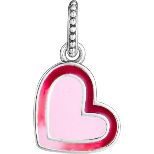 Fits for Pandora Bracelets Original Charms 925 Sterling Silver Asymmetric Heart of Love Charm Beads Fine Jewelry bijoux