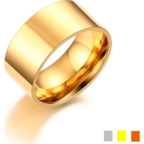 Drop Shipping 10 mm New Simple Exquisite Wedding Ring Rose Gold Silver Europe American Fashion Men Charm Jewelry Valentine Gift