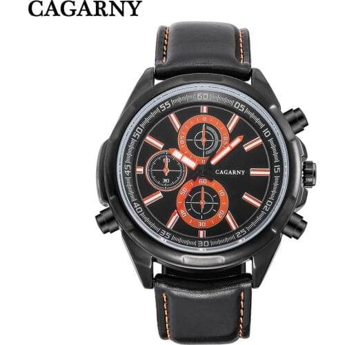 Dropship Leather Strap Mens Watches Top Brand Luxury Male Clock Man Sport Wrist Watches Cagarny Quartz Men Watch Erkek Saat XFCS