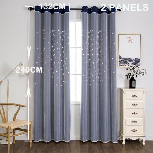 OLIVE Sparkle Star Cut-Out Romantic Curtains for Bedroom 2 Panels,2-Layers Tulle Pretty Window Curtain For Living Room