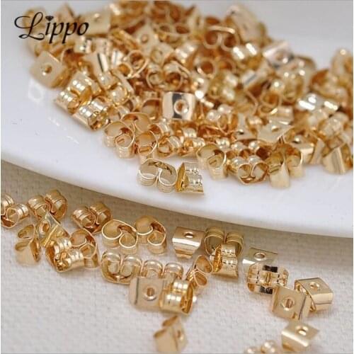 50pcs Real gold plated Ear Nuts Earrings Back Stopper Earplug For Diy Jewelry Making