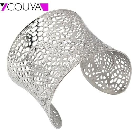 Silver Color Fashion Wide Bangle Bracelet Womens Punk Cuff Bangles Stainless Steel High Quality Bangles Simple Unisex Jewelry