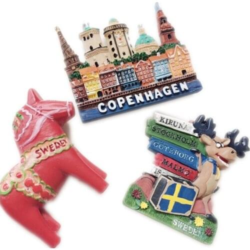 Sweden Tourist Souvenir Animal Horse Elk Fridge Magnets Refrigerator Magnetic Stickers Crafts Gifts for Home Decor