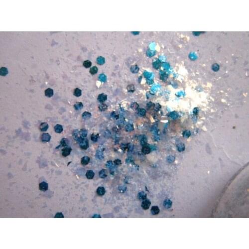 Blue Colors solvent resistant glitter With White Flakes Glitter for nail art or Other art Decoration G540