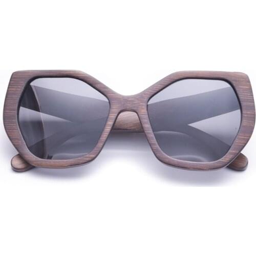 Vintage Hexagonal Bamboo Wood Sunglasses Women Men Polarized UV400 Oversized Anti-Reflective Sun Glasses Eyewear