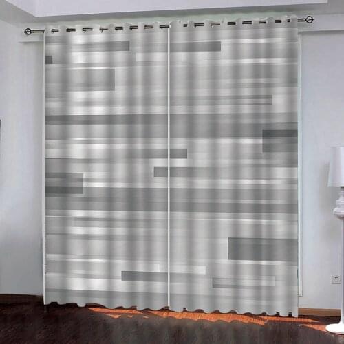 Stereo gray grid pattern 3D Curtains for Living Room Bedroom Decorative Kitchen Curtain luxury blackout curtain