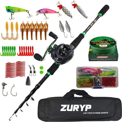 Carbon casting rod combo1.8m-2.7m M power fishing set with baitcating reel bag PE braided line lure box full kits