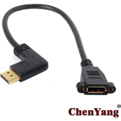 Chenyang Male DisplayPort Display Port to Female 90 Degree Left Angled Extension Cable