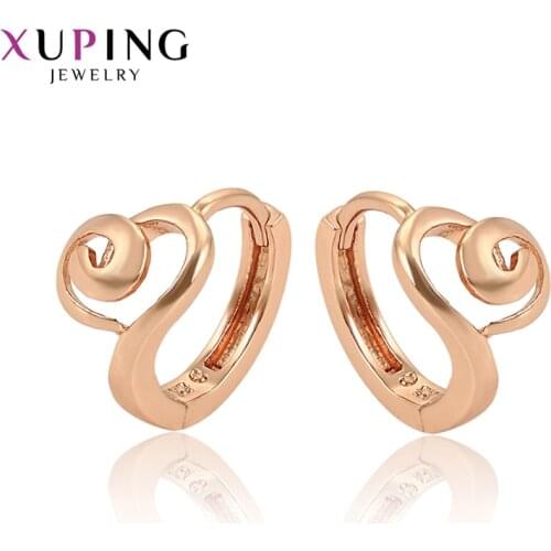 Xuping Fashion Heart Shaped Simple Rose Gold Color Plated Small Earrings for Women Girls Jewelry Thanksgiving Gifts 98256