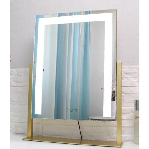 Girl Makeup Mirror With Lamp LED Large Square Single-sided 360° Rotating High-definition Mirror Home Decor Beauty Vanity Mirror