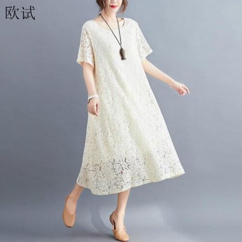 Lace Boho Summer Long Dress Women Vintage Ladies Dresses Casual Woman White Black Pink Korean Dress 2021 Vestidos