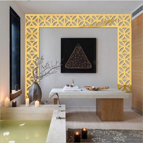 10Pcs 10*10cm Waist Line Tile Mirror Sticker Removable Waterproof Acrylic Mirror Wall Stickers for Living Room Home Decoration