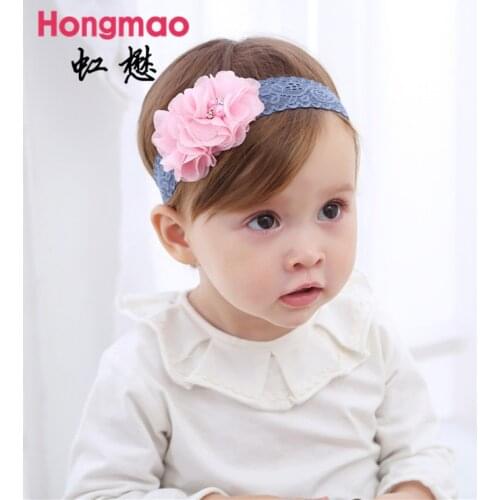 10PCS Childrens hair accessories baby double sewing Flower headband princess elastic hair band photo props lace head band