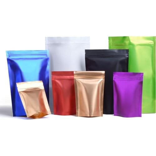 100pcs Various Size Colors Thick Food Storage Ziplock Mylar Bags Heat Seal Aluminum Foil Zip Lock Plastic Bag Stand Up Pouches