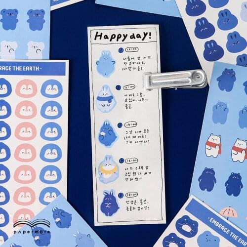 2 SheetsCute Cartoon Animal Small Avatar Stickers Flakes Fashion Stationery Scrapbook Diary Decoration Sticker School Supplies