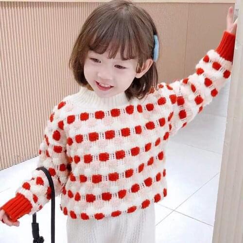 2021 Cool Baby Girl Boys Casual Sweater Childrens Knitted Woolen Autumn/Winter Kids Cute Hedging Round Neck Warm Thicken