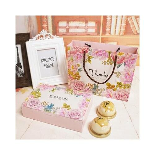 21*14*5cm,custom gift food boxes disposable food containers,wedding favour cake boxes,flower printing gift cardboard boxes