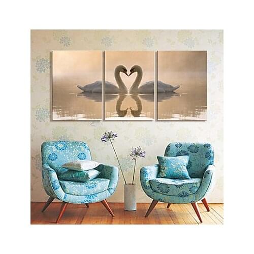 3 pc Large Canvas Art Print Animal Swan Lovers Set of 3 Canvas Wall Picture for Living Room Wall Art print Poster for Home Decor