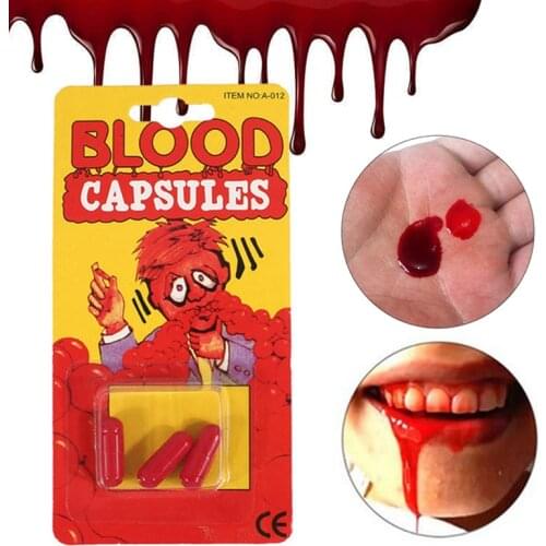 3Pcs/Box Fake Blood Pill Vampire Capsule Horror Funny Halloween Fake Blood Pill Capsule Halloween April Fools Day Joke Prank Toy