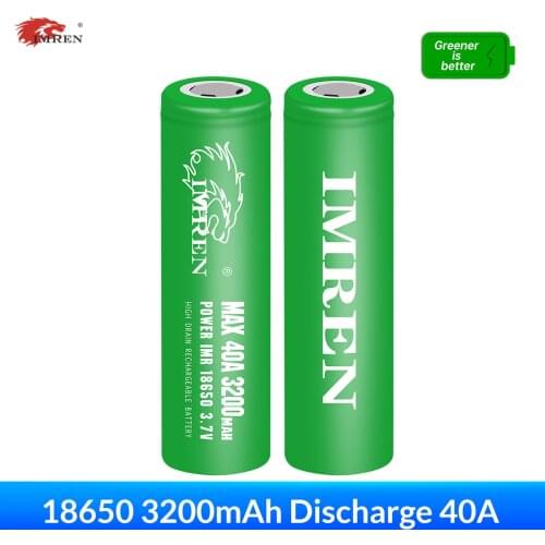 IMREN 100% New Original 18650 3.7v 3200mAh 40A Rechargeable Battery Li-ion Battery for Flashlights Drone Headlamps RC Cars