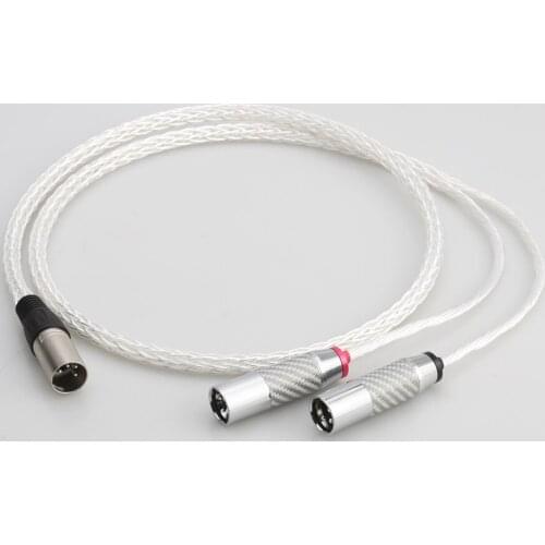 Audiocrast 8ag silver plated 4-pin XLR Male to 2x 3-pin XLR Male Balanced cable Headphone Audio Adapter